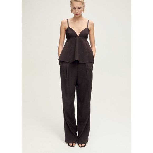 Mango V-Neck with Open Back Tank Top - S Brown - Picture 1 of 6